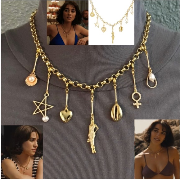 Hand Crafted Jewelry - SOLD—White Lotus Lucia Greco Gold 7 Detachable Charms Necklace, Handmade Replica